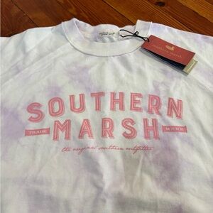 #120 NWT Women’s Southern Marsh Sweatshirt Purple & White tie dye XL pink writ